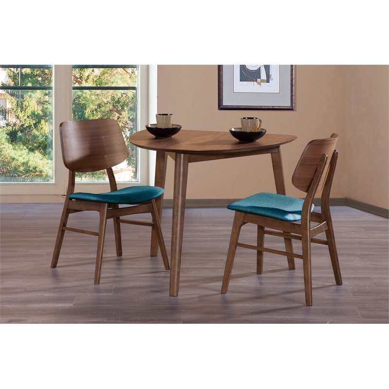 New Classic Furniture Oscar 3-Piece Wood Corner Table Set in Walnut/Teal