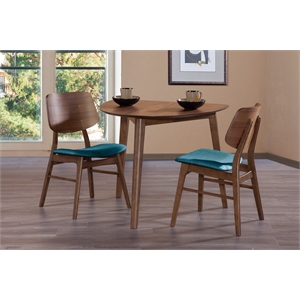 New Classic Furniture Oscar 3-Piece Wood Corner Table Set in Walnut/Teal
