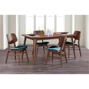 New Classic Furniture Oscar 5-Piece Wood Dining Table Set in Walnut/Teal