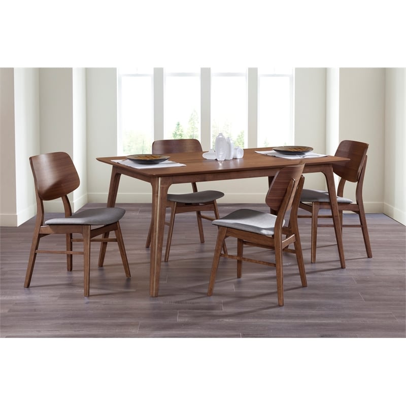 New Classic Furniture Oscar 5-Piece Wood Dining Table Set in Walnut/Dark Gray