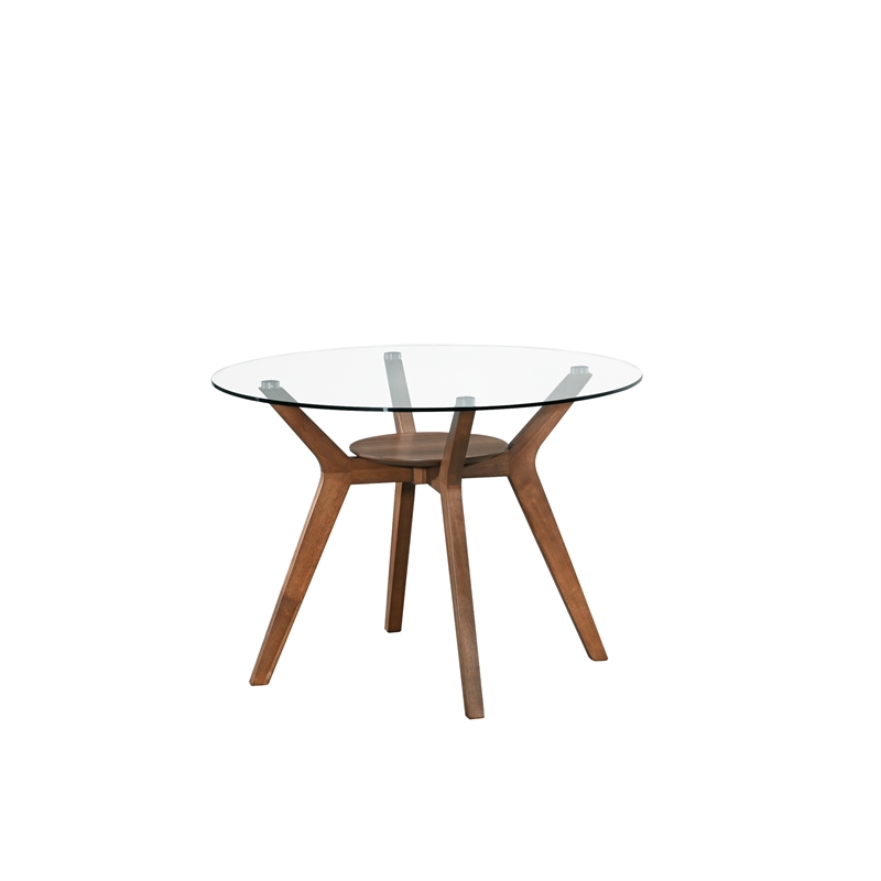 New Classic Furniture Oscar 5-Piece Wood Round Dining Table Set in Walnut/Beige