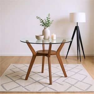 New Classic Furniture Oscar Wood Counter Table with Glass Top in Walnut