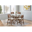 New Classic Furniture Oscar 5-Piece Wood Round Counter Table Set in Walnut/Beige