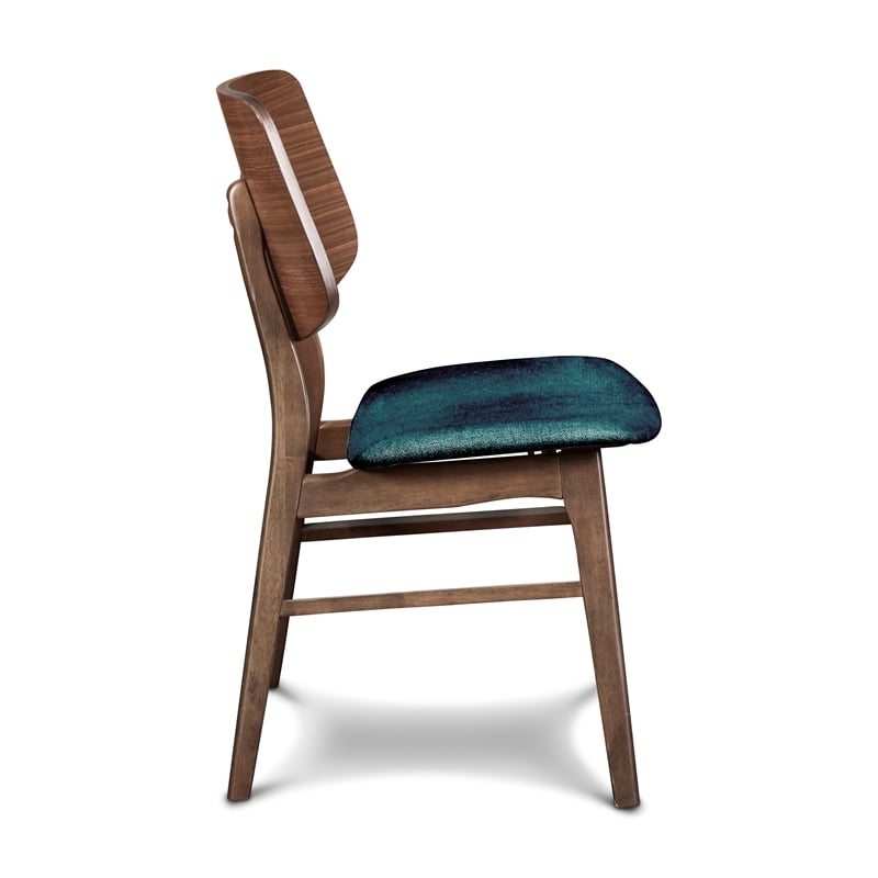 New Classic Furniture Oscar Wood Dining Chair in Walnut/Teal (Set of 2)