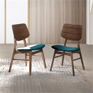 New Classic Furniture Oscar Wood Dining Chair in Walnut/Teal (Set of 2)