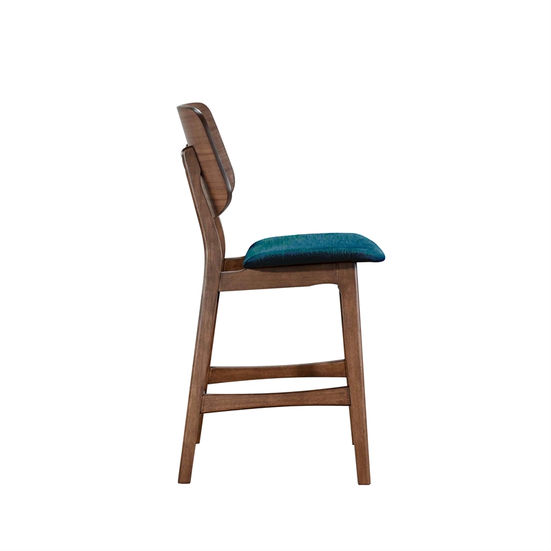 New Classic Furniture Oscar Wood Counter Chair in Walnut/Teal (Set of 2)