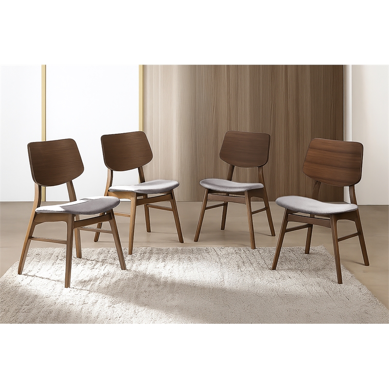 New Classic Furniture Oscar Wood Dining Chair in Walnut/Dark Gray (Set of 4)