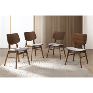 New Classic Furniture Oscar Wood Dining Chair in Walnut/Dark Gray (Set of 4)