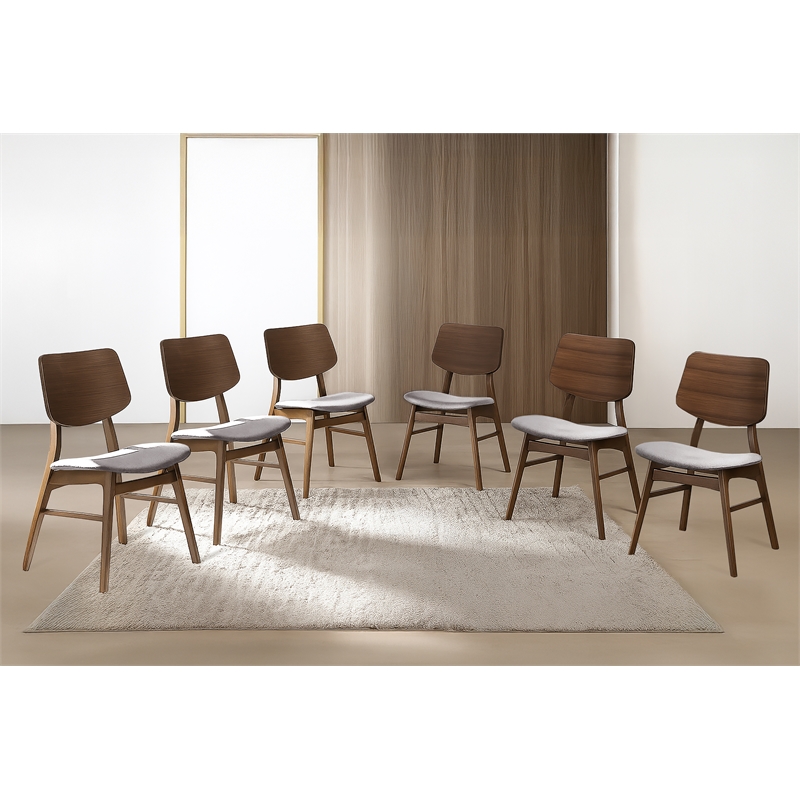 New Classic Furniture Oscar Wood Dining Chair in Walnut/Dark Gray (Set of 6)