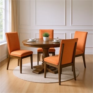 New Classic Furniture 5-Piece Wood Dining Set in Brown and Orange