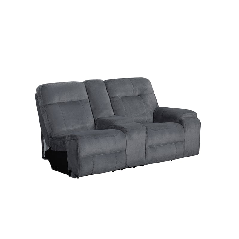 New Classic Furniture Teddy 3-Piece Fabric Power Sectional in Gray
