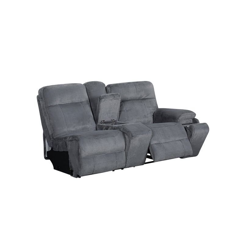 New Classic Furniture Teddy 3-Piece Fabric Power Sectional in Gray