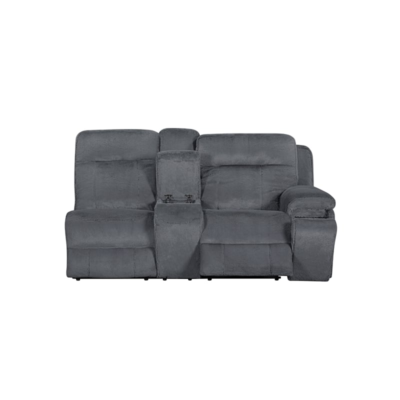 New Classic Furniture Teddy 3-Piece Fabric Power Sectional in Gray