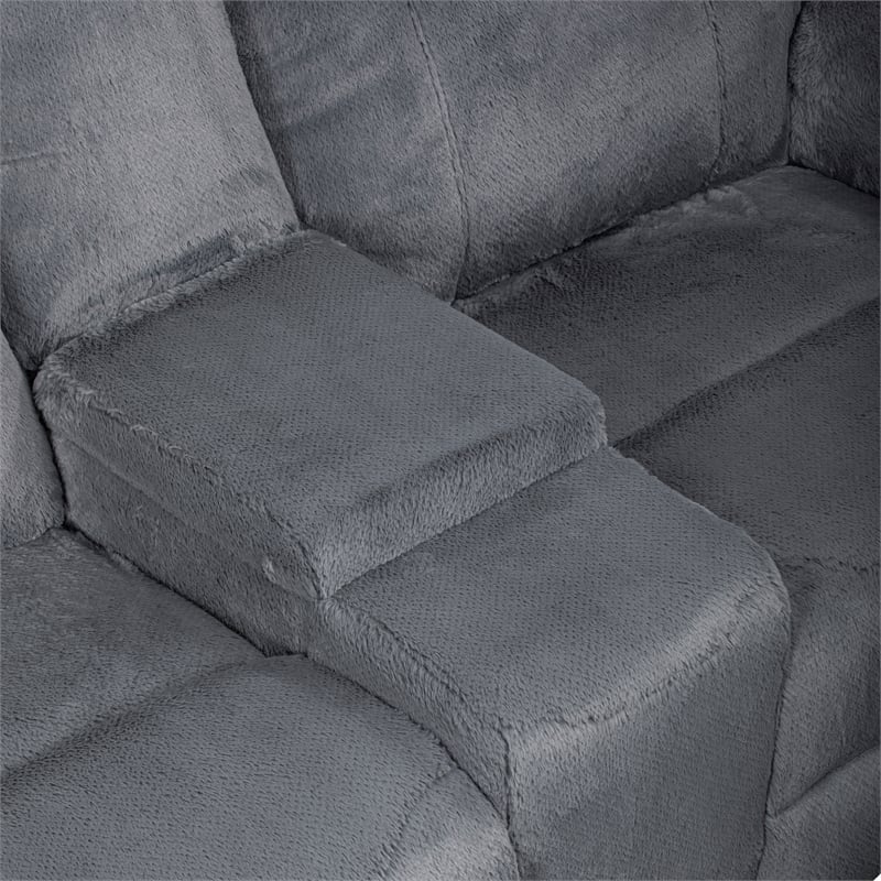 New Classic Furniture Teddy 3-Piece Fabric Power Sectional in Gray