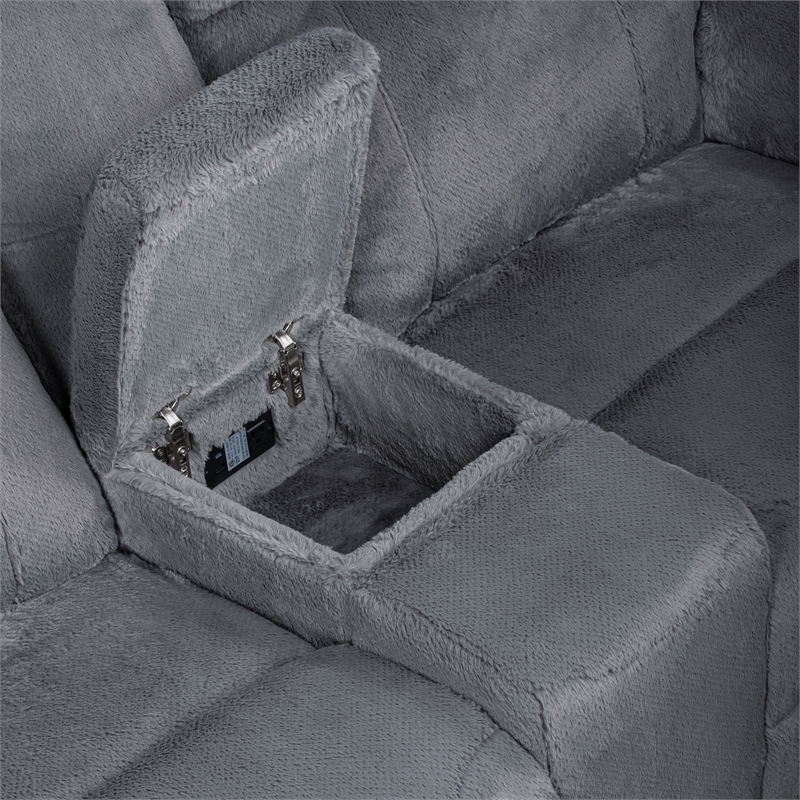 New Classic Furniture Teddy 3-Piece Fabric Power Sectional in Gray