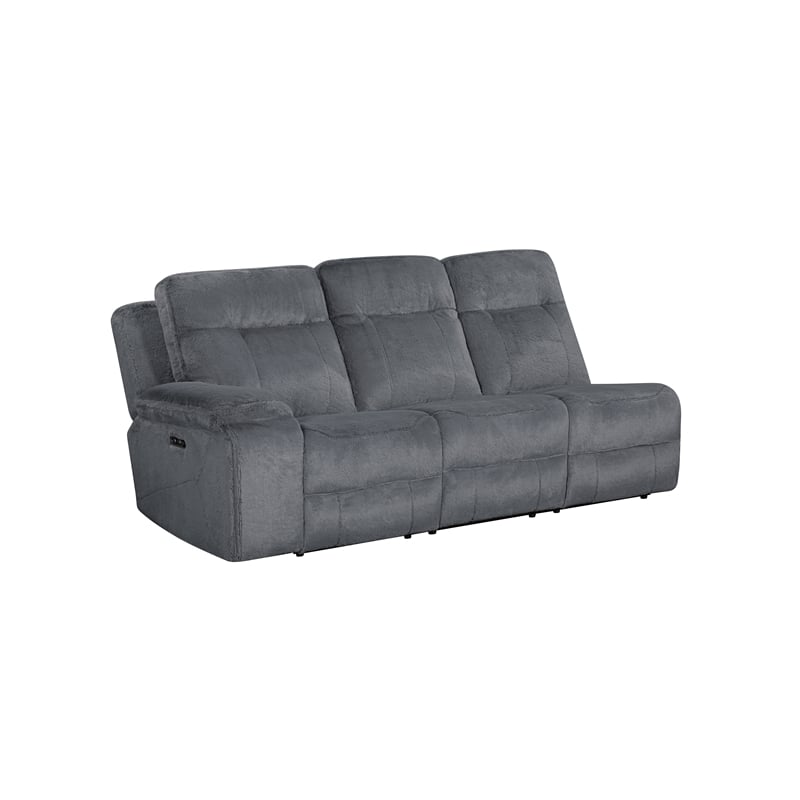 New Classic Furniture Teddy 3-Piece Fabric Power Sectional in Gray