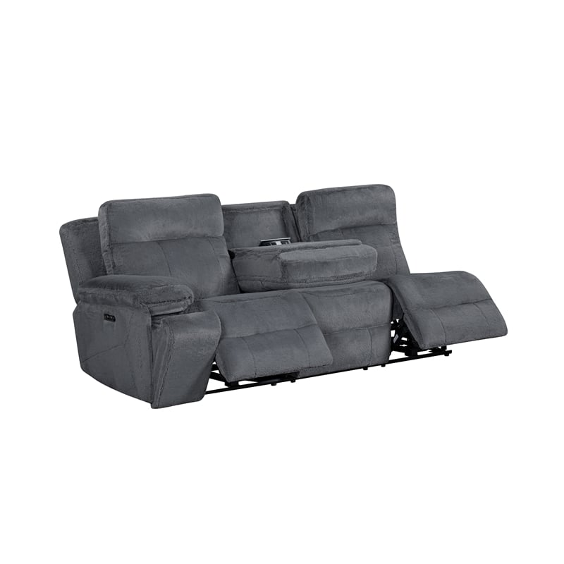 New Classic Furniture Teddy 3-Piece Fabric Power Sectional in Gray