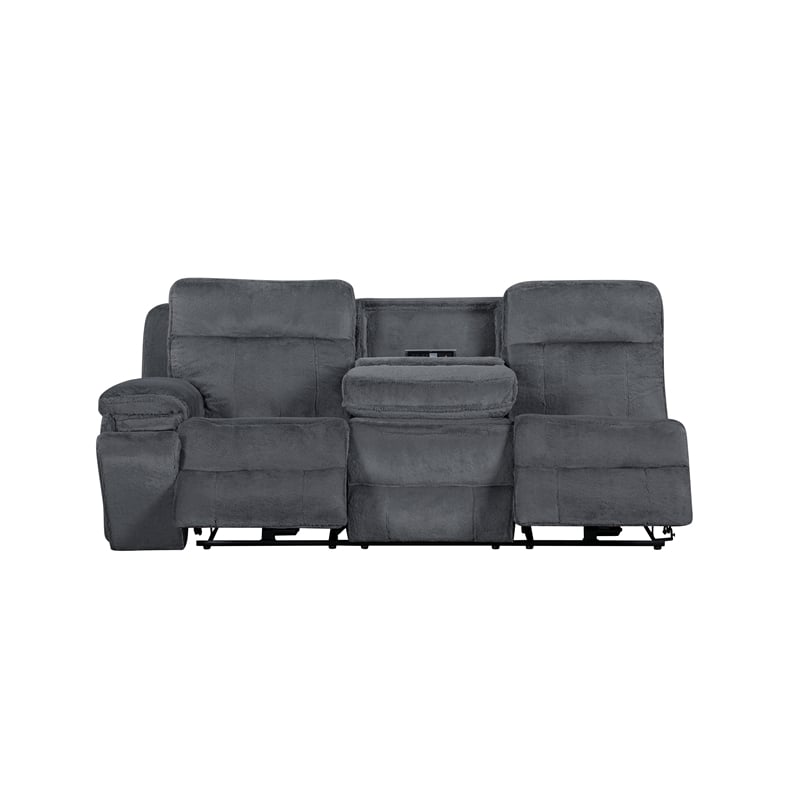 New Classic Furniture Teddy 3-Piece Fabric Power Sectional in Gray