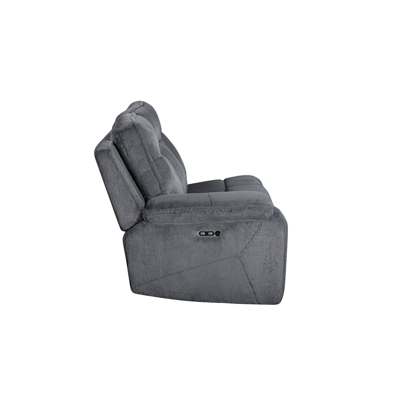 New Classic Furniture Teddy 3-Piece Fabric Power Sectional in Gray