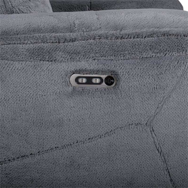 New Classic Furniture Teddy 3-Piece Fabric Power Sectional in Gray