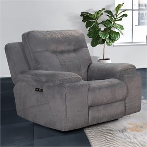 New Classic Furniture Teddy Fabric Recliner with Power Hr and Fr in Gray
