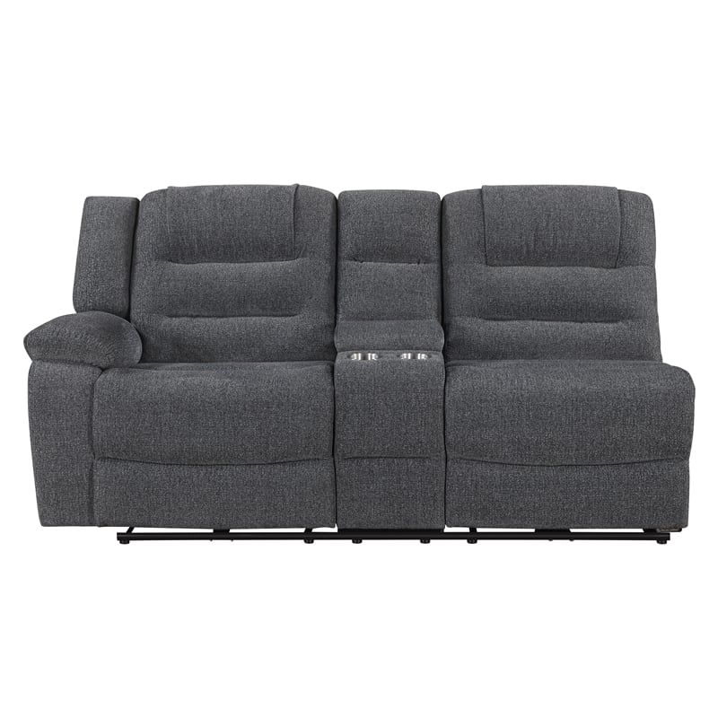 New Classic Furniture Redondo 3-Piece Chenille Manual Sectional in Dark Gray