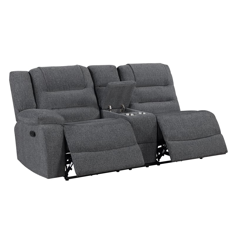 New Classic Furniture Redondo 3-Piece Chenille Manual Sectional in Dark Gray