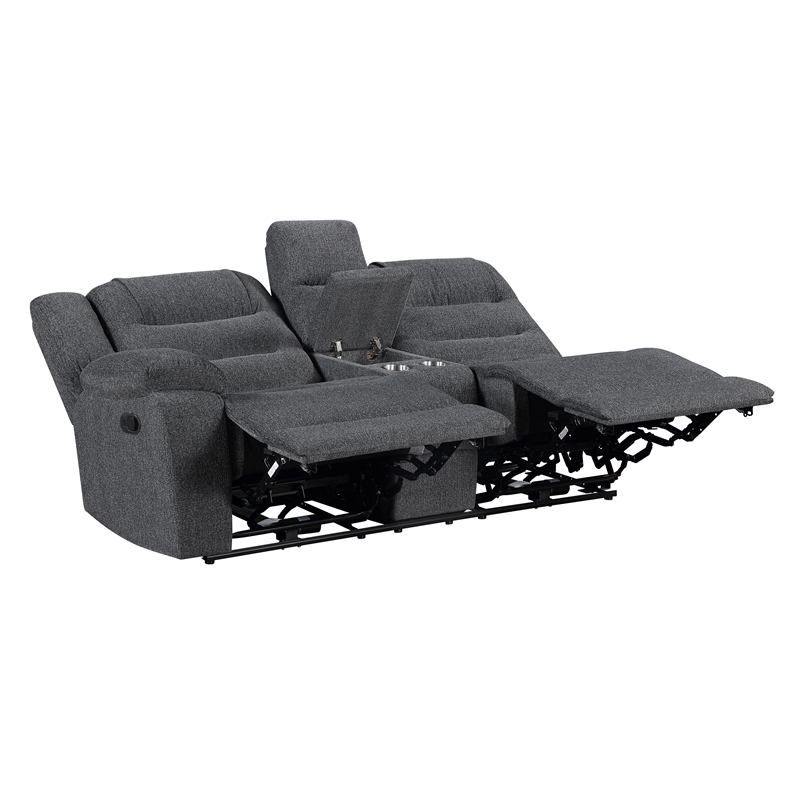 New Classic Furniture Redondo 3-Piece Chenille Manual Sectional in Dark Gray
