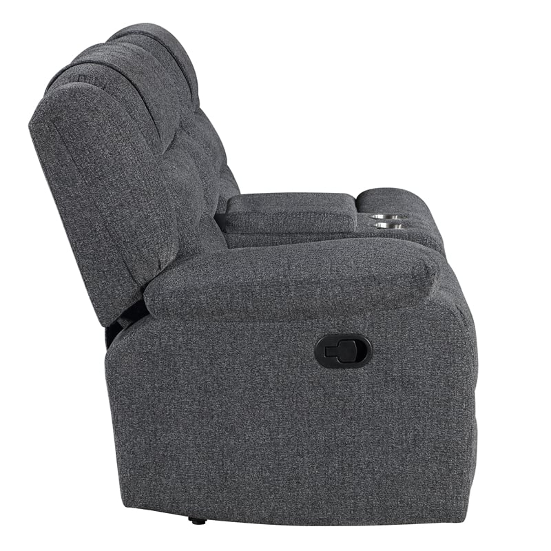 New Classic Furniture Redondo 3-Piece Chenille Manual Sectional in Dark Gray