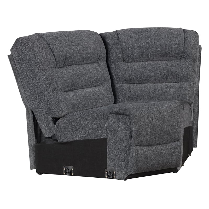 New Classic Furniture Redondo 3-Piece Chenille Manual Sectional in Dark Gray
