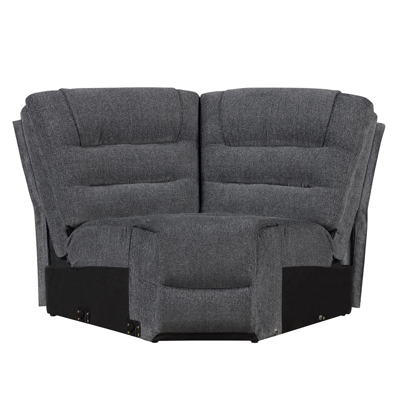 New Classic Furniture Redondo 3-Piece Chenille Manual Sectional in Dark Gray