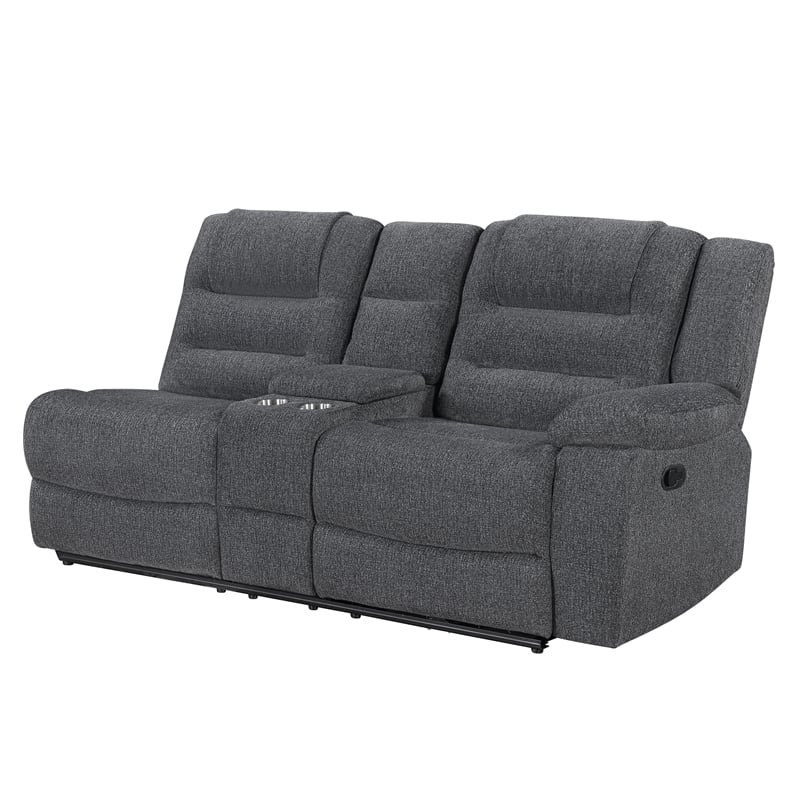 New Classic Furniture Redondo 3-Piece Chenille Manual Sectional in Dark Gray