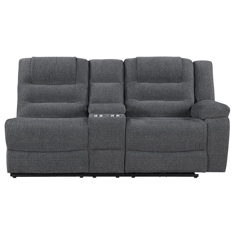 New Classic Furniture Redondo 3-Piece Chenille Manual Sectional in Dark Gray