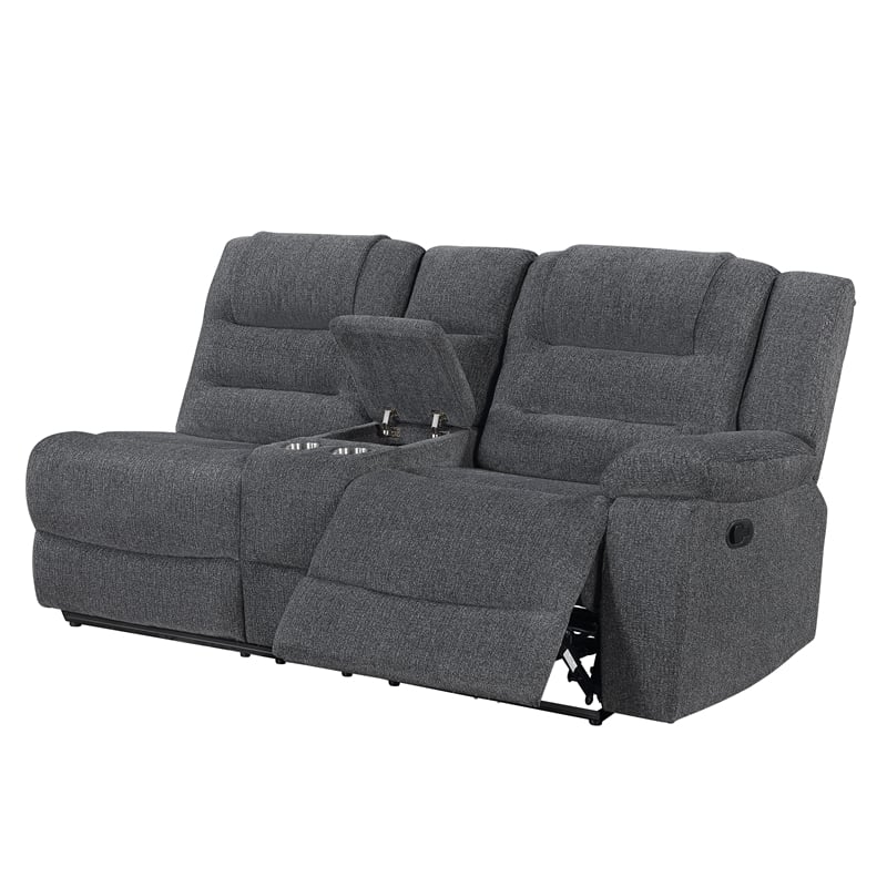 New Classic Furniture Redondo 3-Piece Chenille Manual Sectional in Dark Gray