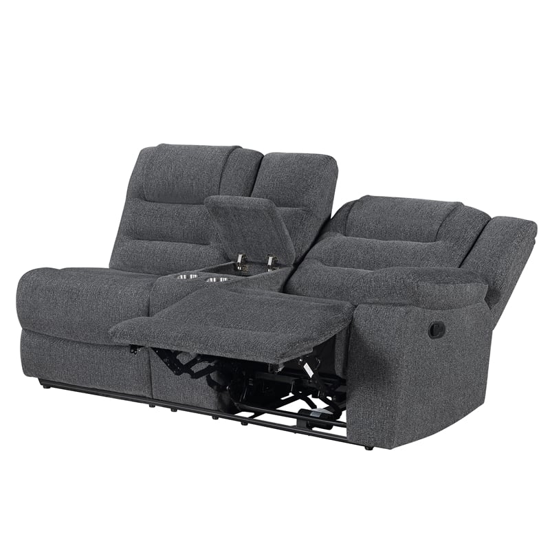 New Classic Furniture Redondo 3-Piece Chenille Manual Sectional in Dark Gray