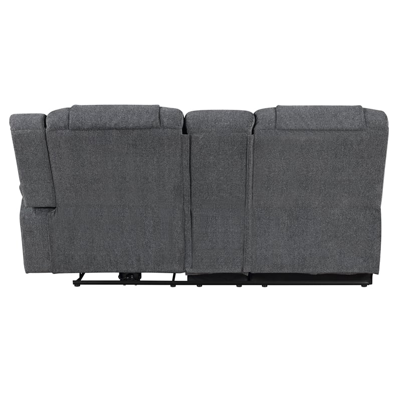 New Classic Furniture Redondo 3-Piece Chenille Manual Sectional in Dark Gray