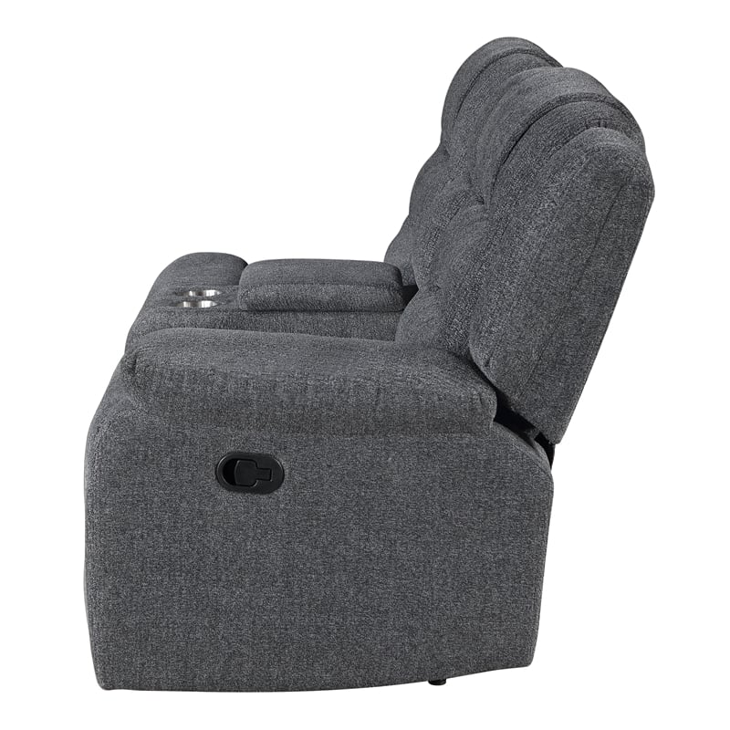 New Classic Furniture Redondo 3-Piece Chenille Manual Sectional in Dark Gray