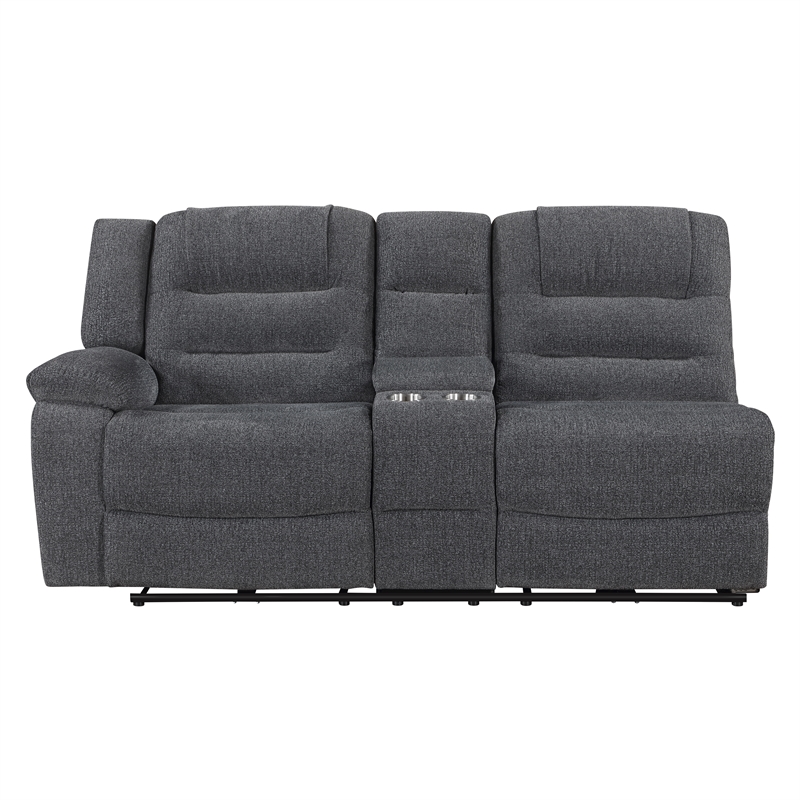 New Classic Furniture Redondo 3-Piece Chenille Power Sectional in Dark Gray