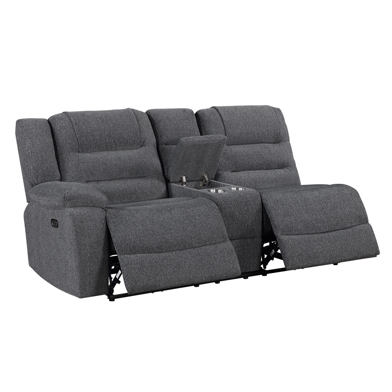 New Classic Furniture Redondo 3-Piece Chenille Power Sectional in Dark Gray