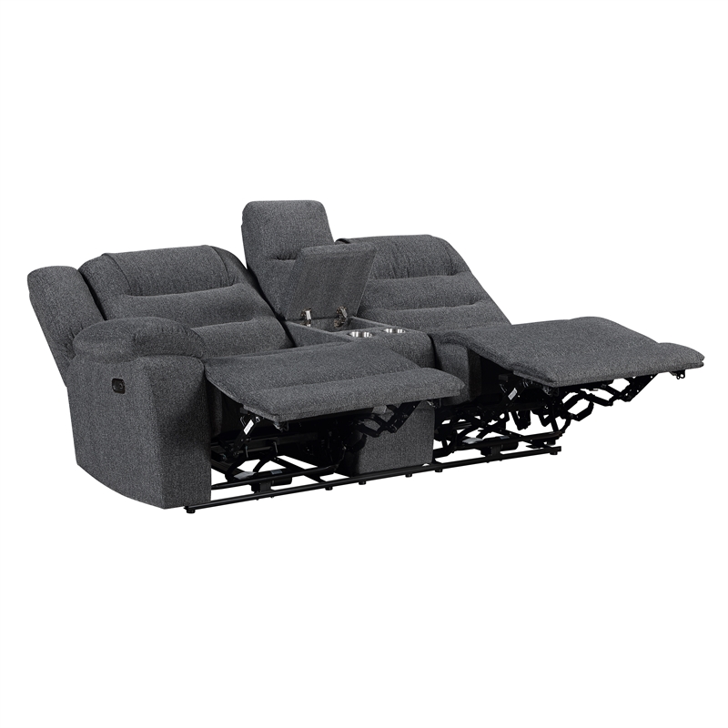 New Classic Furniture Redondo 3-Piece Chenille Power Sectional in Dark Gray