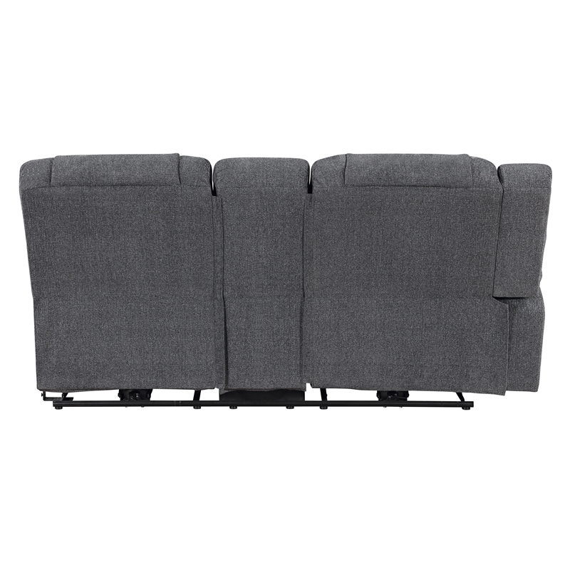 New Classic Furniture Redondo 3-Piece Chenille Power Sectional in Dark Gray