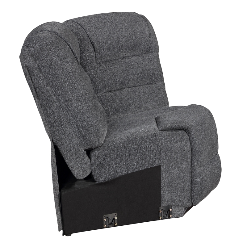 New Classic Furniture Redondo 3-Piece Chenille Power Sectional in Dark Gray