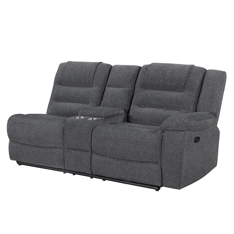 New Classic Furniture Redondo 3-Piece Chenille Power Sectional in Dark Gray