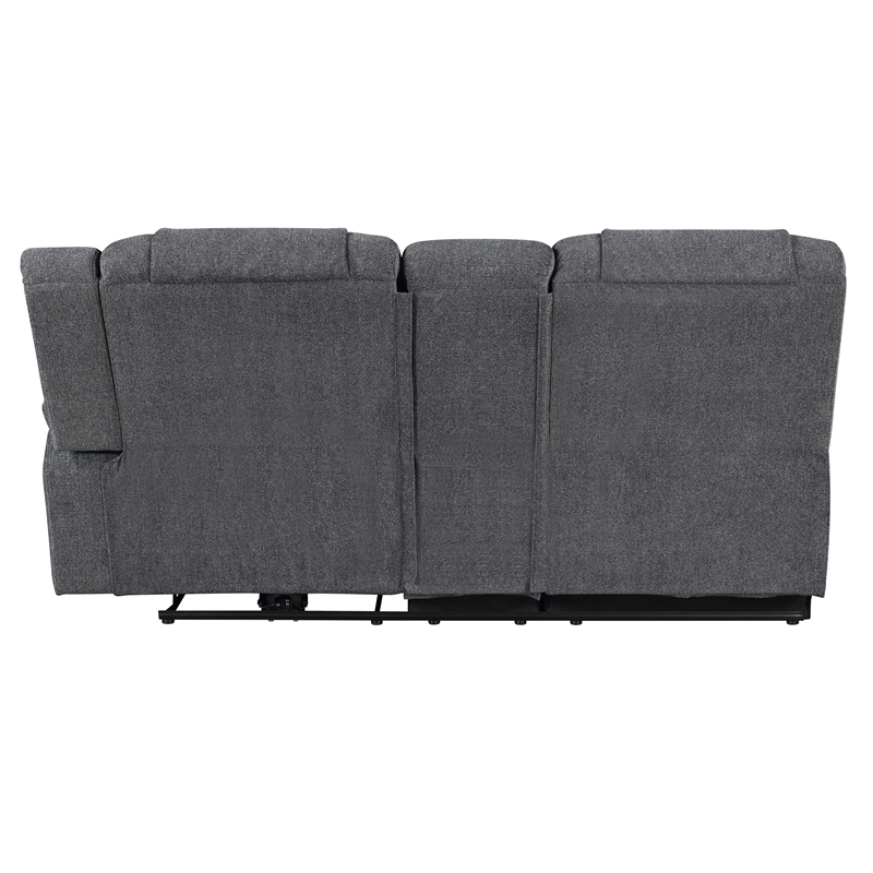 New Classic Furniture Redondo 3-Piece Chenille Power Sectional in Dark Gray