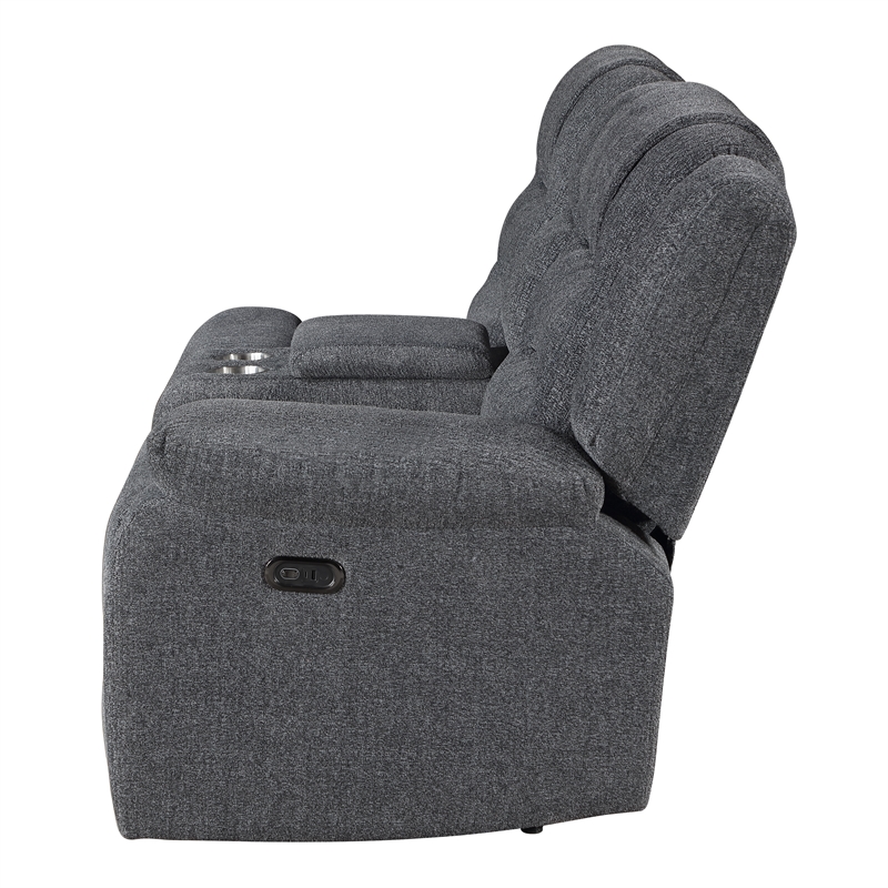 New Classic Furniture Redondo 3-Piece Chenille Power Sectional in Dark Gray