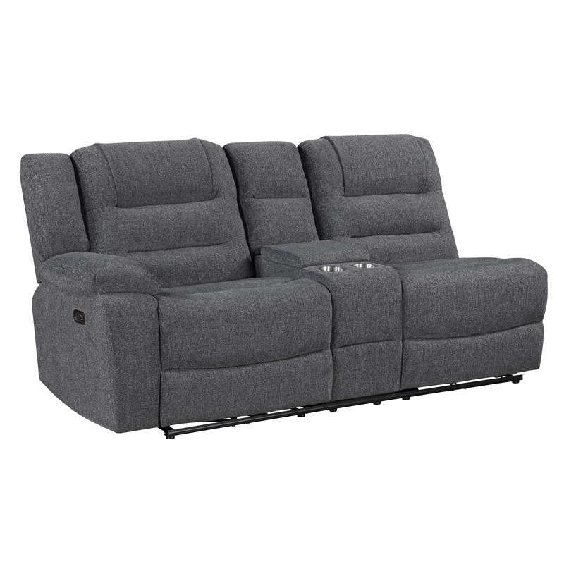 New Classic Furniture Redondo 3-Piece Chenille Power Sectional in Dark Gray