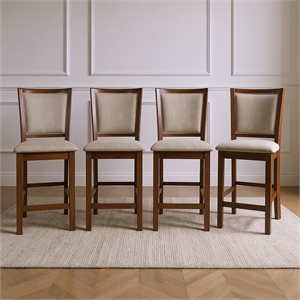 New Classic Furniture Amy Wood Counter Chair in Cherry (Set of 4)