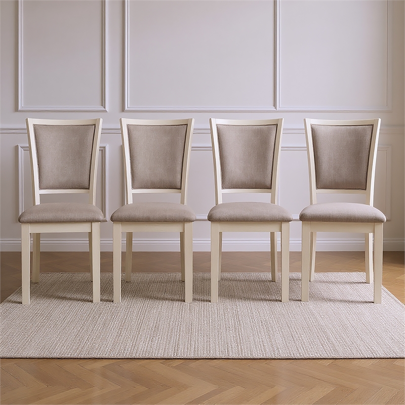 New Classic Furniture Amy Wood Dining Chair in Beige (Set of 4)