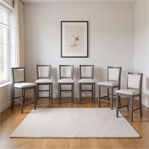 New Classic Furniture Amy Wood Counter Chair in Gray (Set of 6)