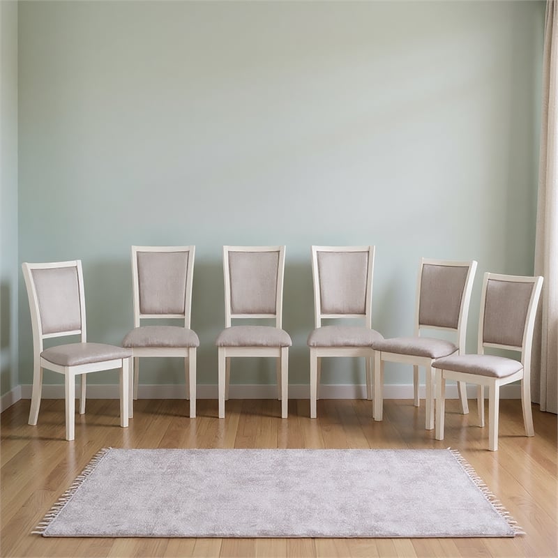 New Classic Furniture Amy Wood Dining Chair in Beige (Set of 6)